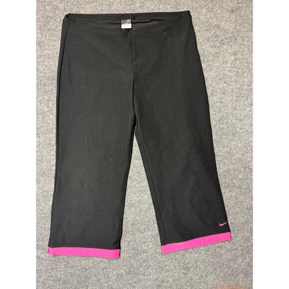 Nike Dri-Fit Cropped Capri Pants Womens Large Black & Pink - Picture 1 of 10